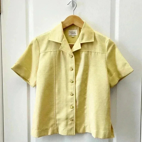 Vintage Pantsuit Blazer Trousers Matching Set Yellow Size 8 Petite - Picture 3 of 16